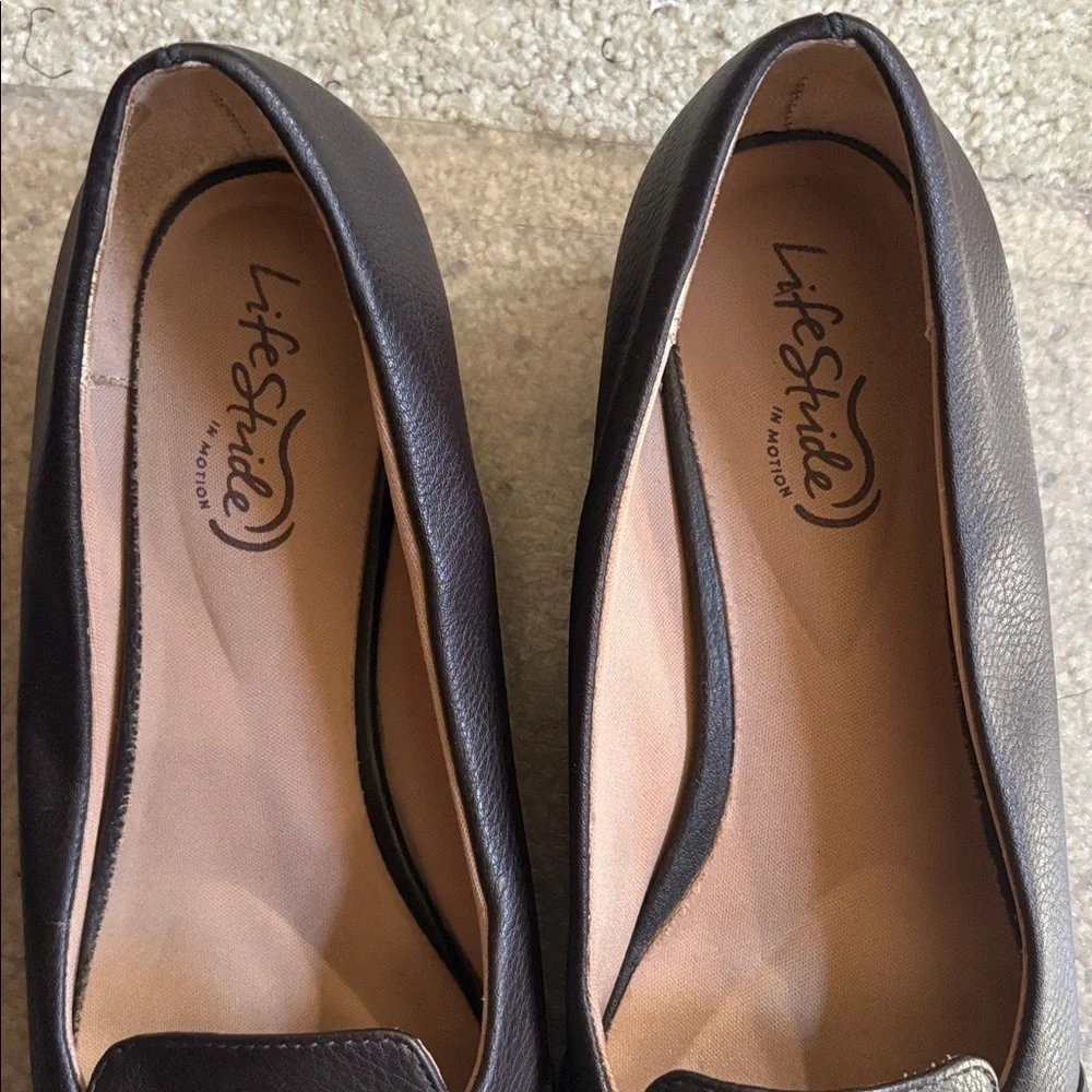 Life Stride Dark Brown Faux Leather “Catalina” Loafers-Size 9W